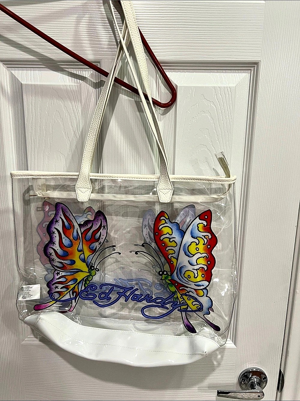 Ed Hardy Butterfly Clear PVC Large Tote Bag